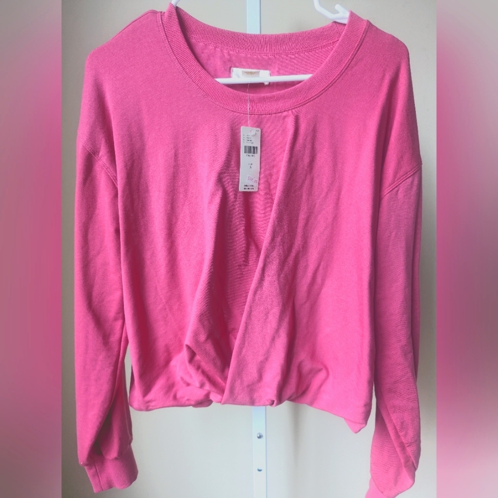 Maeve Pink Twist Front Sweatshirt Small NWT